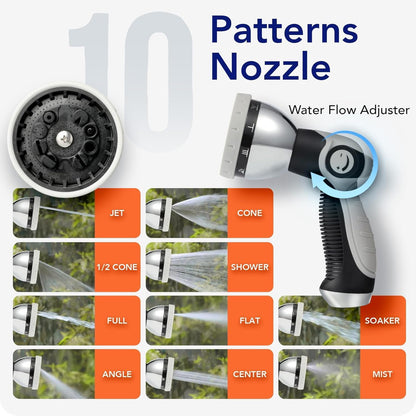 135 ft x 1/2" HOZEREEL Heavy Duty Retractable Garden Hose Reel, Garden Hose Reels Outdoor Organizer- Self Retracting Wall Mount Hose Reel Automatic Recoil Storage, Any Length Lock, 10 Pattern Nozzle