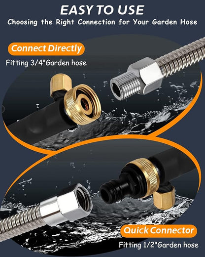 Upgraded Jet Nozzle for Garden Hose Power Washer Wand Hydro Jet High Pressure Washer Tools with 2 Different Nozzles and Hose Quick Connectors