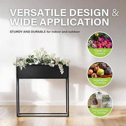 Cocoyard Elevated Planter Box - Durable Raised Garen Bed for Herbs and Flowers - Tall Rectangle Planter for Outdoor Plants & Backyard Gardening (Black, 28" H - 2 Pack)