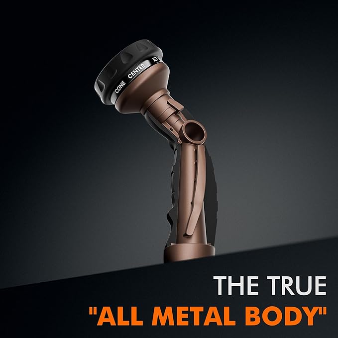 RESTMO Hose Nozzle Heavy Duty, Metal Water Hose Sprayer for Garden, 9 Spray Patterns | High Pressure | Thumb Flow Control | On/Off Valve, Ideal for Outdoor Lawn & Plant Watering, Car & Pet Washing