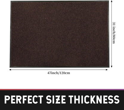 fani 2 PCS Heavy Duty Large Outdoor Indoor Entrance Doormat Brown Waterproof Low Profile Entrance Rug Front Door Mat Patio Anti-Skid Rubber Back, 31x47 inch (Brown)
