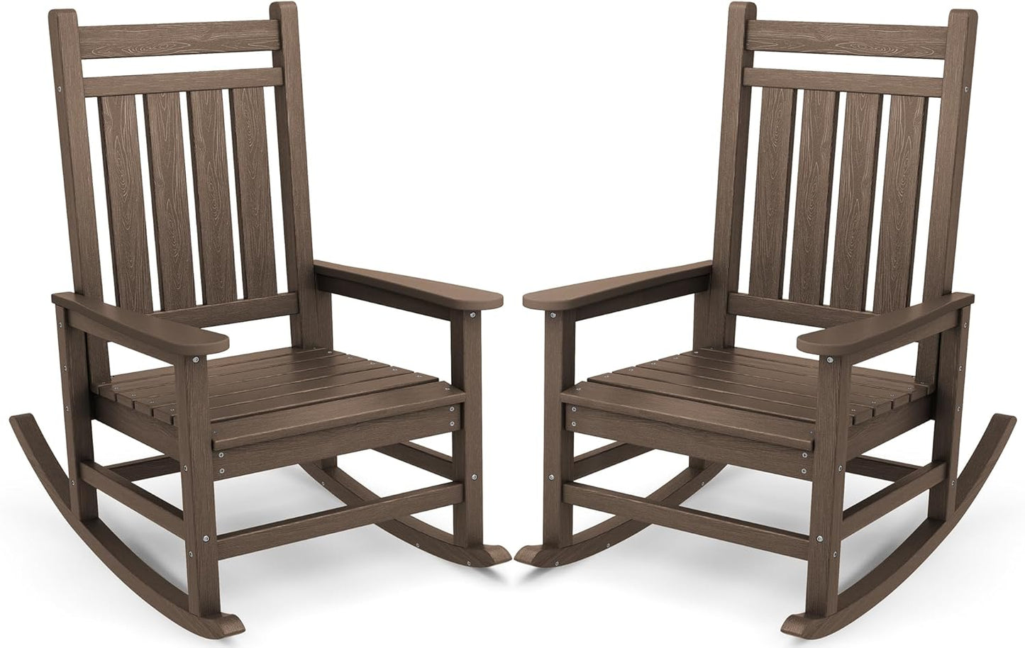 SERWALL Oversized Outdoor Rocking Chair Set of 2, HDPE Rocker for Adults, Patio Rocking Chairs for Porch, Coffee