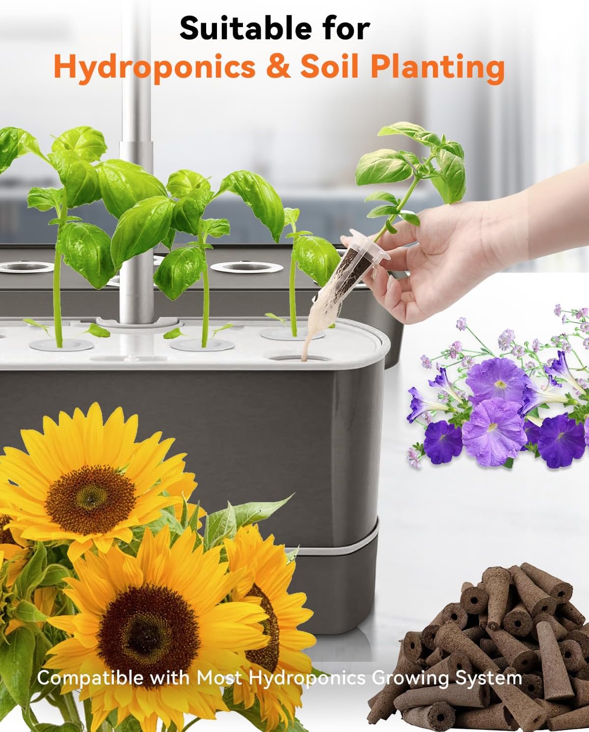 LYKOCLEAN 24 Pods Flower Seed Kit Compatible with AeroGarden Hydroponics Growing System, Indoor Garden Starter Set with Lavender, Sunflower, Petunia and Marigold