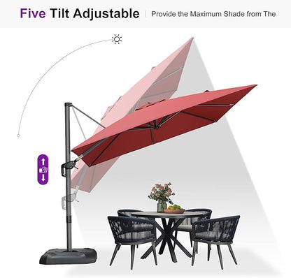 PURPLE LEAF 9 Feet Patio Umbrella Outdoor Cantilever Square Umbrella Aluminum Offset Umbrella with 360-degree Rotation for Garden Deck Pool Patio Terra