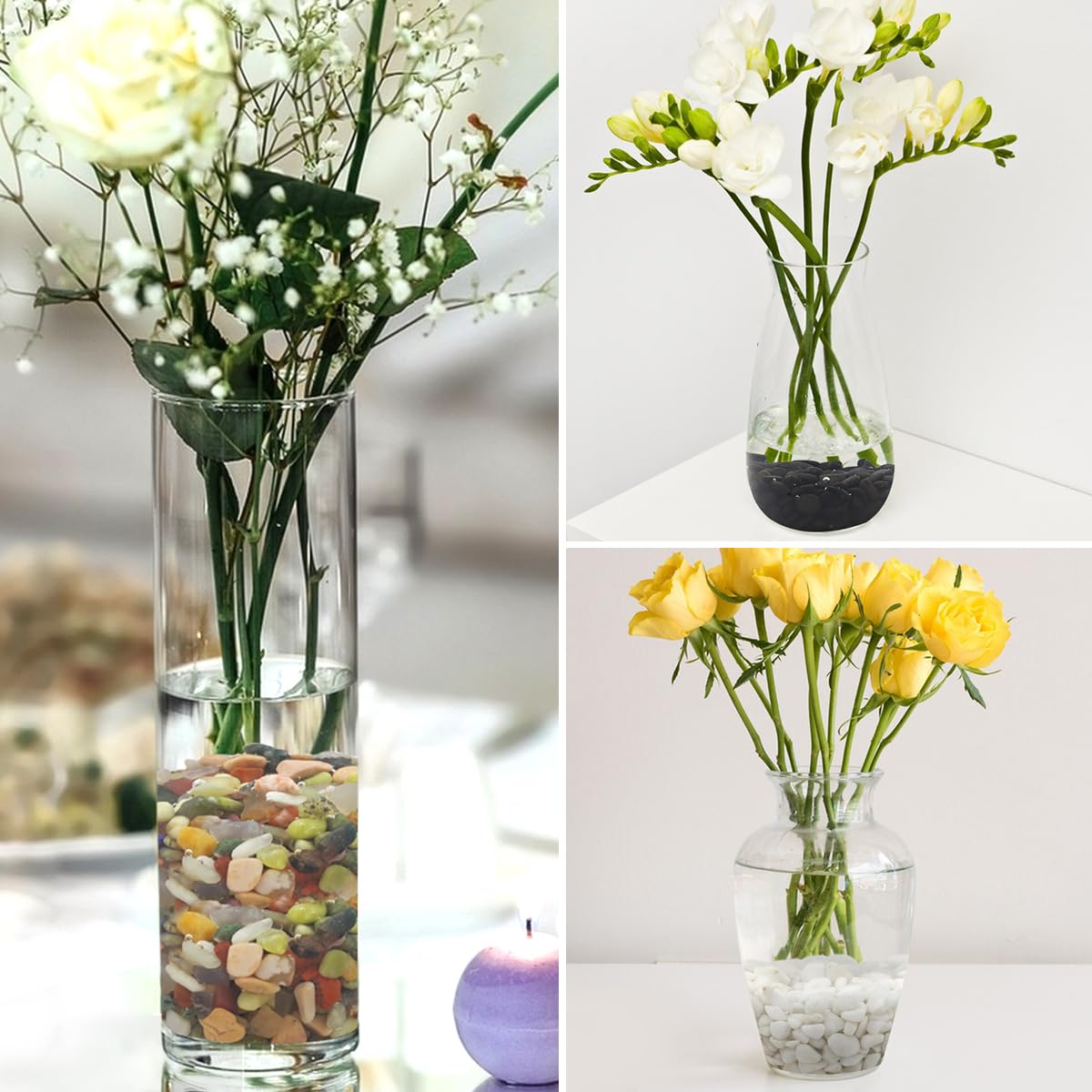 10LB Succulent and Cactus Black Pebbles, 3/8 Inch Natural Decorative Polished Stones, River Rocks for Indoor Plants, Vases, Planters and Outdoor Gardening