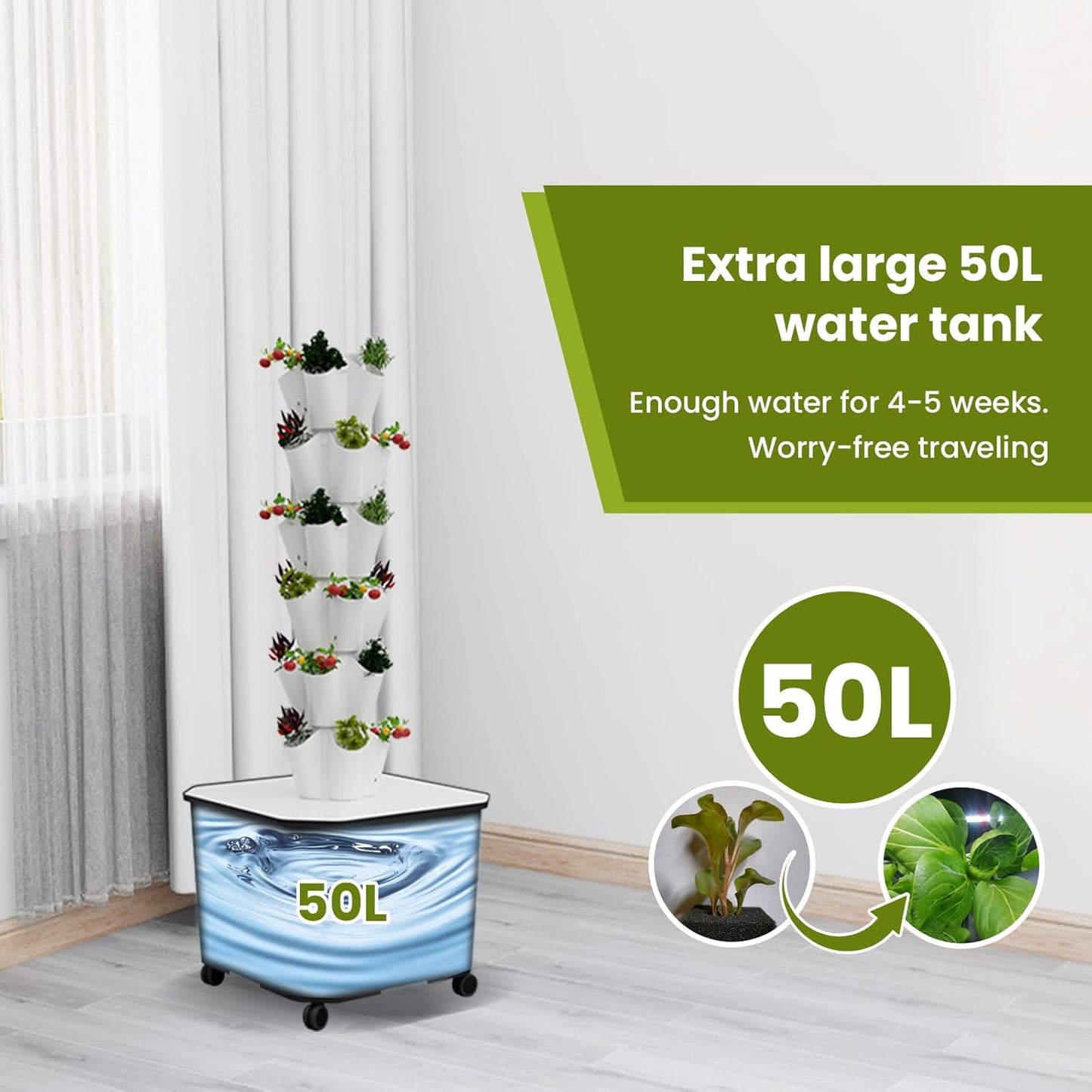 Hydroponic Tower Vertical Growing System for Seedlings, Aeroponic System with Pump, Vertical Farming Tower Indoor Plant Germination Kit (30pot)