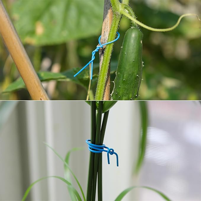 Tangyinrd 200 Pcs 6 inch Garden Twist Tie, Round Plastic Twist Ties for Plants, Vines and Wrapping Cords or Christmas Tree Gardening Plants Growth and Care, Office Home Cable Organization (Blue)