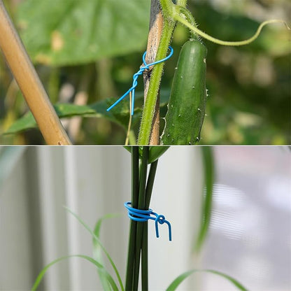 Tangyinrd 200 Pcs 6 inch Garden Twist Tie, Round Plastic Twist Ties for Plants, Vines and Wrapping Cords or Christmas Tree Gardening Plants Growth and Care, Office Home Cable Organization (Blue)