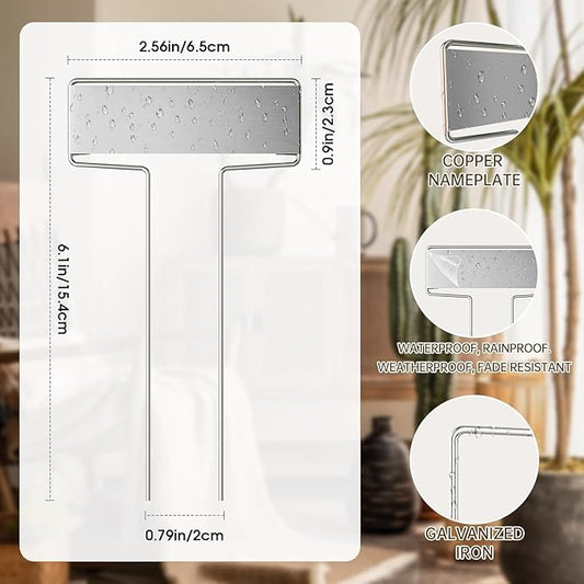 25PCS Silver Metal Plant Tags Plant Labels with 50Pcs Labels, Rainproof PET Film & 2 Permanent Pen, 6.1 inch Weatherproof Banner Garden Markers, Marking Protection Seedling Signs Nursery Tags