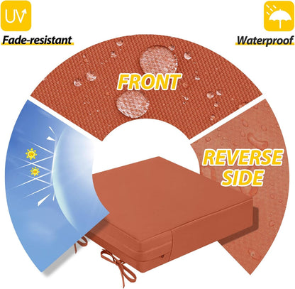 AAAAAcessories Outdoor Seat Cushions for Chairs, Waterproof, Fade-Resistant Patio Furniture Replacement Cushions, 21" x 21" x 4", Set of 2, Rust