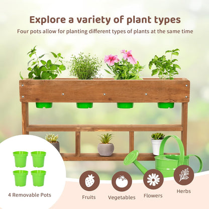 OOOK Potting Bench with Removable Sink, Potting Benches for Outside, Mud Kitchen for Kids Outdoor with Gardening Tools, Watering Can, Flower Pot, Ideal Gift for Boys and Girls 3+, Solid Fir Wood