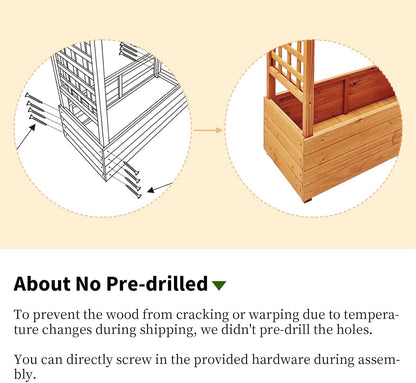 Raised Garden Bed with Wood Trellis Set of 2 Outdoor Planter Box for Tomatoes Climbing Vegetables Herbs Flowers Patio Pots Tall Hanging Roof 2 Drainage Holes Orange, 42.5" L x 17.3" W x 66.1" H
