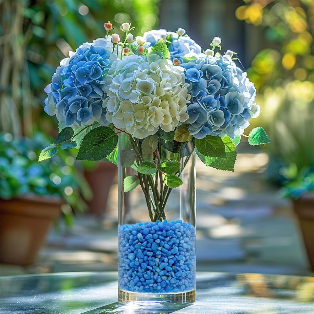 HappyFiller Succulent and Cacus Gravels,3-5mm,Fairy Garden Mini Rocks,Aquarium Fishbowl Decor Pebbles,Indoor Plants Topper Dressing Small Stones,1.1 LB,Blue