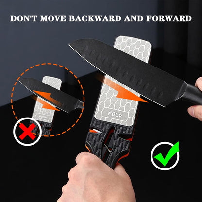 Diamond Sharpening Stone,400/1000 Grit Handheld Double-Sided Diamond Sharpener 5 in 1 Honeycomb Surface Knife Sharpener Plate Whetstone with Ceramic & Tungsten Steel Scissor Slot for Kitchen Outdoor