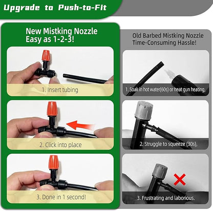 20PCS Push-to-Fit Drip Irrigation Micro Spray Emitters for 1/4 inch Irrigation Tubing, Three-Way Adjustable Atomizing Nozzle, Irrigation Dripper Sprinklers for Garden Greenhouse Agricultural