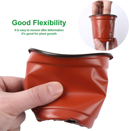 Augshy Nursery Pot, 110 Pcs 4" Plastic Plants Pot,Seed Starting Pots, Indoor Outdoor Seeding pots