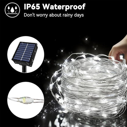 Solar String Lights Outdoor Waterproof 2 Pack Total 66ft 200LED 8 Modes Twinkle Lights Solar Fairy Lights for Patio, Garden Yard Party Wedding Tree Christmas Halloween Decoration, White