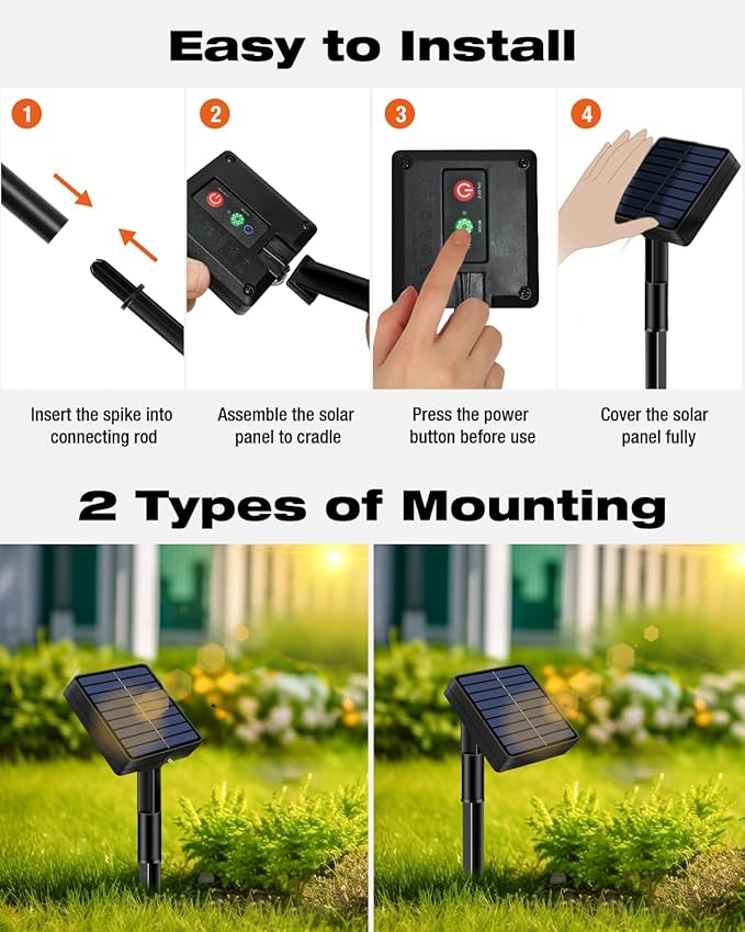 3 Pack Solar Fairy Lights for Outside Waterproof, 49FT/15M 150LED Solar String Lights Outdoor 8 Modes Solar Twinkle Lights for Garden Yard Christmas Tree Wedding Party Decor, Multicolor