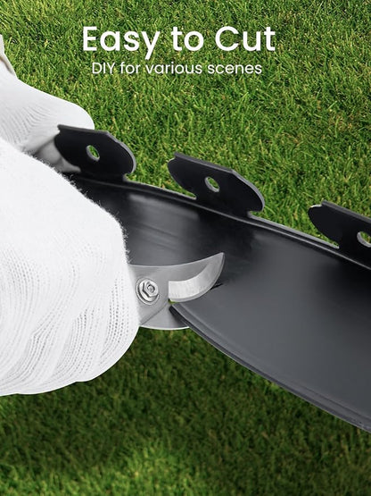 GROWNEER 150FT Landscape Edging Flexible 4 inch Tall Garden Border with 130pcs Galvanized Steel Anchoring Spikes and Hammer Lawn Edging Kit for Flower Bed, Pathway, Landscaping Project, Black