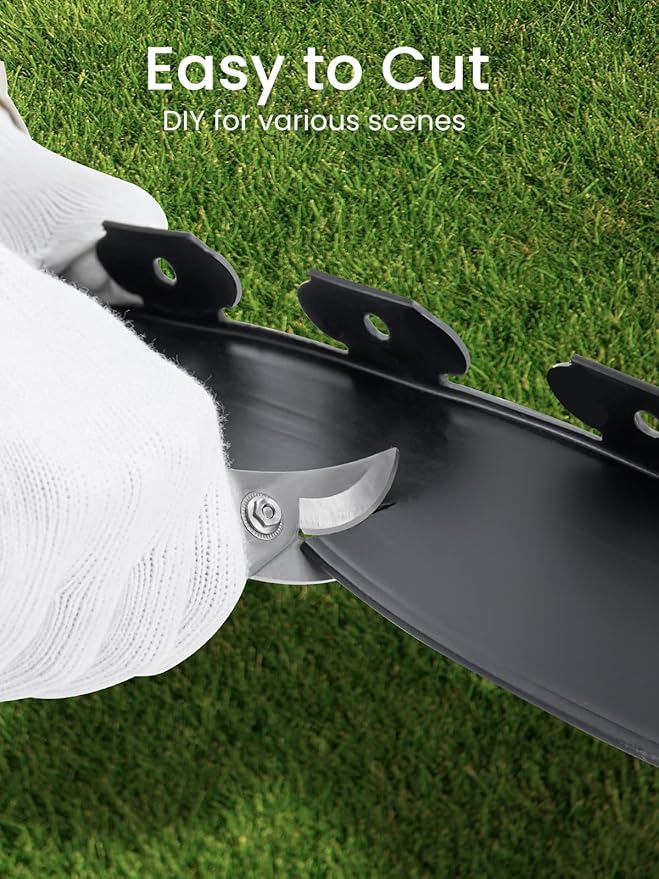 GROWNEER 100FT Landscape Edging Flexible 4 inch Tall Garden Border with 90pcs Galvanized Steel Anchoring Spikes and Hammer Lawn Edging Kit for Flower Bed, Pathway, Landscaping Project, Black