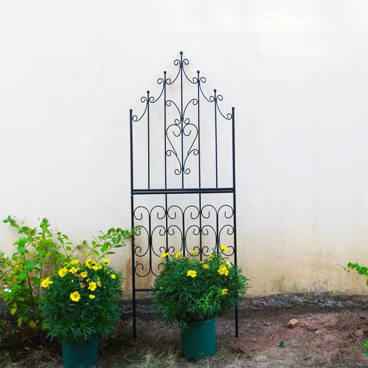 Trellis 59" H x 21.6" W Iron Unique Design Metal Trellis Durable Construction Lattice Outdoor Roses Vine Ivy Clematis Trellises Climbing Plant Support Black Coating Black