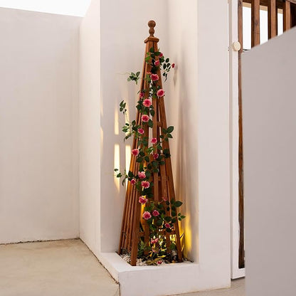 Wooden Obelisk Trellis The Ideal Support for Indoor and Outdoor Gardens, 67.5''H×14.5''W, Perfect for Tomatoes, Cucumbers, and Climbing Plants，Can Also be Used as a Background Decoration