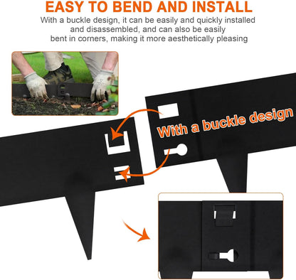 42" L X 7.9" H Metal Landscape Edging, Heavy Duty Galvanized Steel Garden Edging,6 Pack Garden Edging Border for Lawn, Flower Bed, Yard (Black