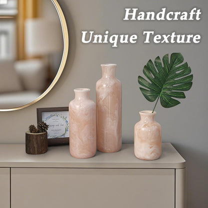 Resin 3 Piece Vase Set, Farmhouse Decor, Home Decorative Vase, Vases for Your Kitchen, Bedroom, Office, Living Room, Bathroom, & Shelf Centerpiece Table Decorations, Pink