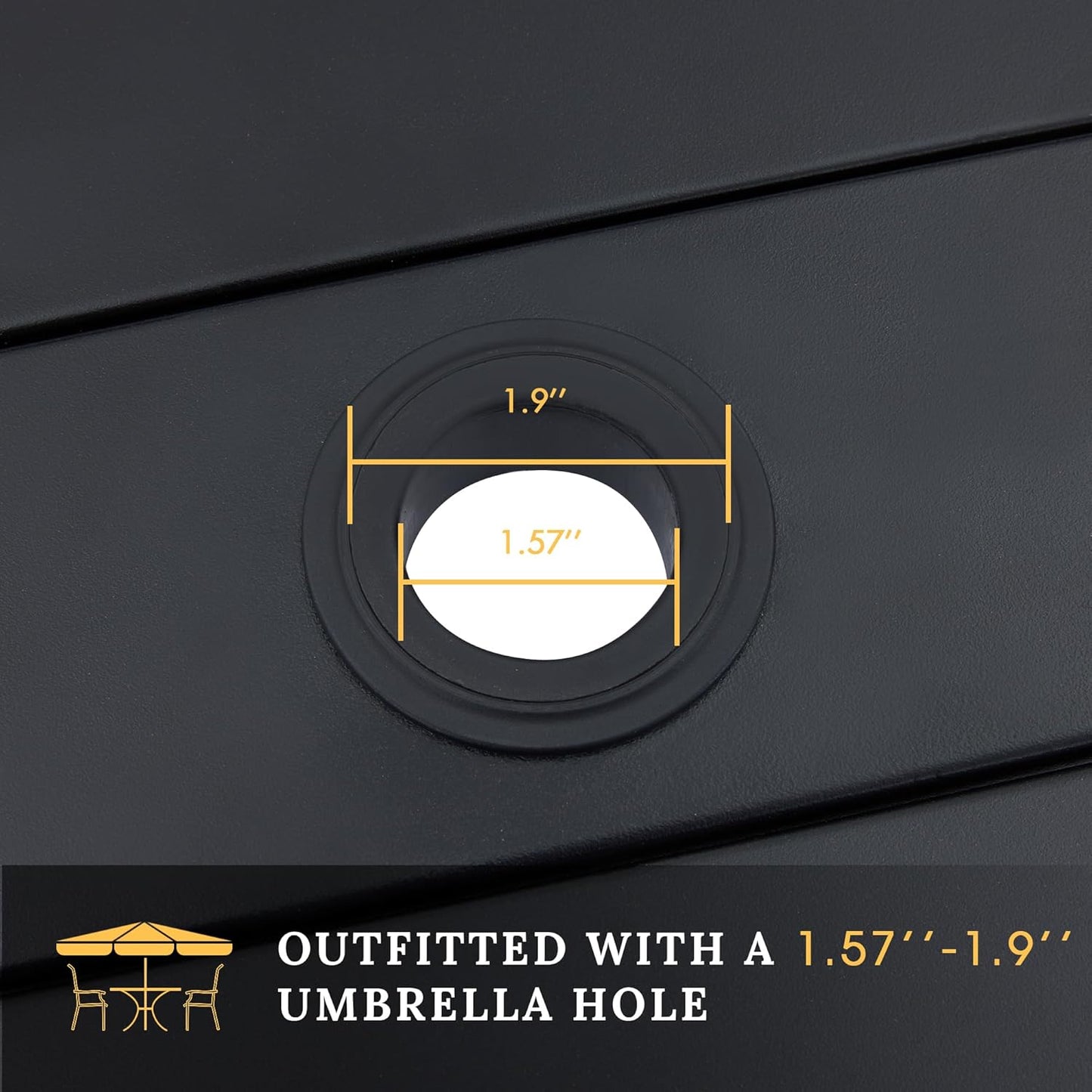 VICLLAX Patio Dining Set for 4, Outdoor Furniture Set Includes 1 Square Patio Table and 4 Stackable Patio Sling Chairs, Patio Table and Chairs for Outsides, Black Table and Brown Chairs