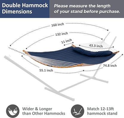 SUNCREAT Hammocks Hanging Tree Hammock for Outdoor, Large Replacement Hammock for Stand, Navy Blue