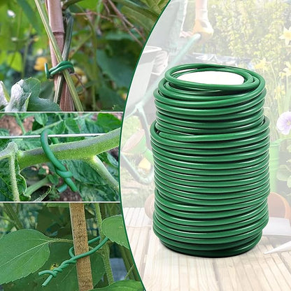 Decoroca Soft Plant Ties for Support - 65.6' Reusable Waterproof Plant Wire, 3.5mm Garden Twist, Office Organization and Decoration Binding（2pcs/Green）