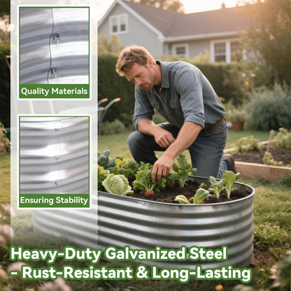 Galvanized Raised Garden Bed 4x2x1ft，Outdoor Large Metal Planter Box for Vegetables, Flowers, and Herbs – Heavy Duty Steel Raised Bed for Backyard Gardening – Rust-Resistant Flower Bed