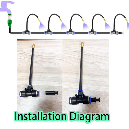 Automatic Greenhouse Drip Irrigation Kit with 20 Brass 360° Adjustable Nozzles 65FT 1/2" Tubing & Misting System for Outdoor Plants, Hydroponics,Raised Beds & Flower Gardens-Easy Setup & Water Saving