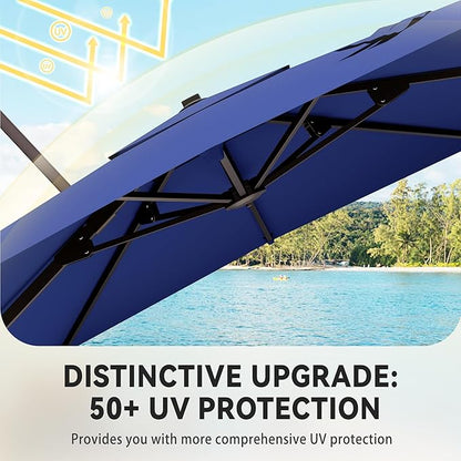9' X 12' Cantilever Patio Umbrella 360°Rotation Rectangular Outdoor Large Offset Umbrellas Heavy Duty Windproof for Garden Deck Pool Backyard, Navy