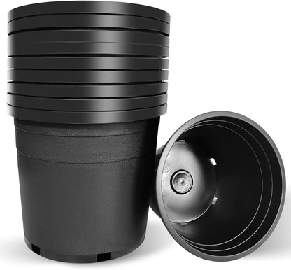 5 Gallon Nursery Pots Plastic Container Injection Molded Pot for Plants Flexible with Drainage Holes Suitable for Plants Soil Growers or Hydroponics Black 10 Pcs