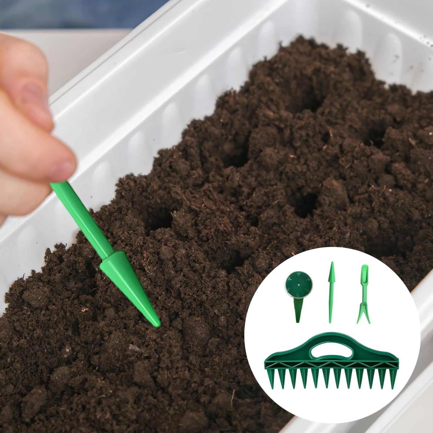 4 PCS Seed Spreader Set, Seed Planter Tools for Gardening, Sowing Seed Dispenser with Fork & Pointed Tools, Seed Spacer Gardening Essentials for Seed Sowing and Tilling