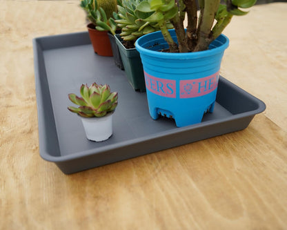 Rectangle Plant Tray, Plant Drip Tray, Plant Pot Saucers, Plant Germination Trays, Plant Saucers, 14.5'' x 11'' x 1.5'' (4 pack), Gray