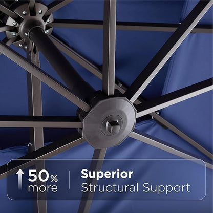 9' X 12' Cantilever Patio Umbrella 360°Rotation Rectangular Outdoor Large Offset Umbrellas Double Top Heavy Duty Windproof for Garden Deck Pool Backyard, Navy