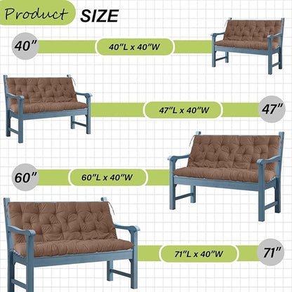 Replacement Cushions for Outdoor Swing, Outdoor Cushions for Patio Furniture with Backrest, Waterproof Thicken 4" Porch Swing Cushions, for Outdoor Patio Garden Furniture(Brown 40 * 47 in)