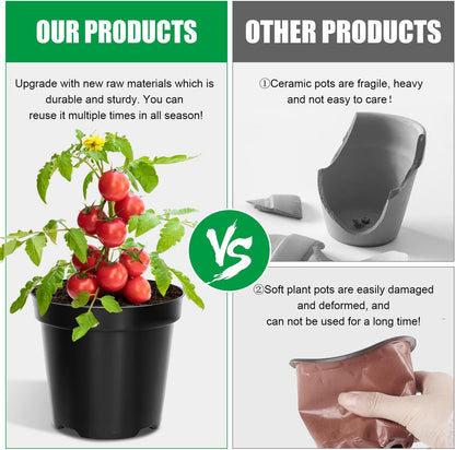 40 Pack 4 Inch Plant Nursery Pots with Mesh Pad, Sturdy Plastic Flower Planter Pots with Drainage Holes, Seed Starter Pots for Planting Seedings Cuttings Succulents Indoor Ourdoor, Black