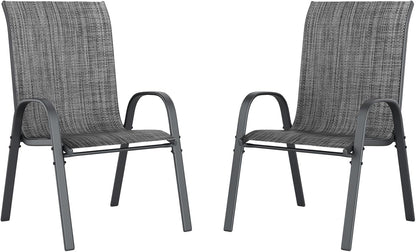 UDPATIO Patio Chairs Set of 2, Stackable Outdoor Dining Chairs with High Back, Breathable Textilene Fabric Outdoor Chair All Weather, 350LBS Capacity for Garden, Backyard (Dark Grey)