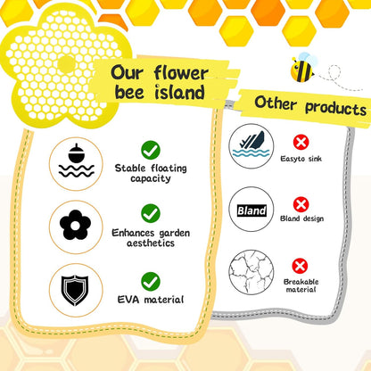 4 Pack Floating Bee Island, 7.7in Flower Floating Bee Watering Station Bees Feeding Bath Feeders for Garden Butterfly Outdoor Decor