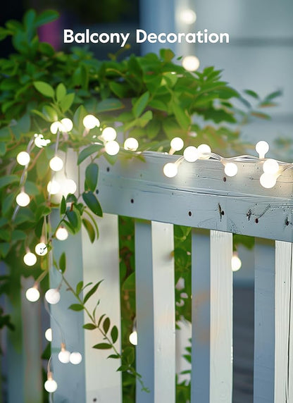 Brightown Solar Lights Outdoor Waterproof, 19.6Ft 60 LED Globe Solar String Lights for Outside, 8 Modes Outdoor Solar Lights for Yard Balcony Patio Tree Canopy Party (Pure White)