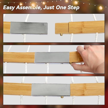 Double Hammock, 11 FT Quilted Fabric 2 Person Hammock for Outside with Pillow, Folding Curved Spreader Bar, Chains, Carrying Bag, Indoor Outdoor, 450 IB Capacity, Aqua Green