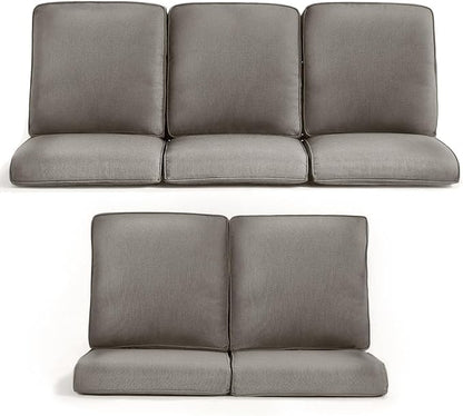Outdoor Chair Cushions 5 Packs - Outside 22x24 High Back Water-Resistant Cushion with Zipper Cover for Outdoor Glider Rocking Chairs Loveseat 3-seat Couch Sofa – Grey/Regular