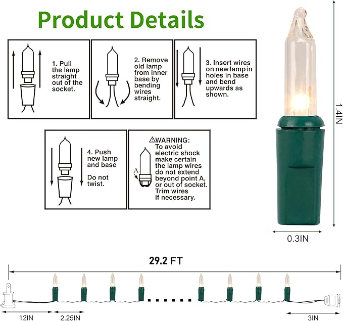 Christmas Lights, 150 Count 29 FT Christmas Mini String Lights, Green Wire Fairy Light, 120V UL Certified Connectable Xmas Tree Light for Patio, Holiday, Party, Outdoor Indoor Decoration, Warm White