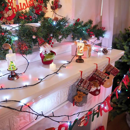 Connectable 240LED 88Ft 13Modes Christmas String Lights Outdoor Indoor | Extendable Green Wire Red & White Christmas Tree Lights with Timer | Twinkle Fairy Light Plug in for Xmas Tree (Red & White)