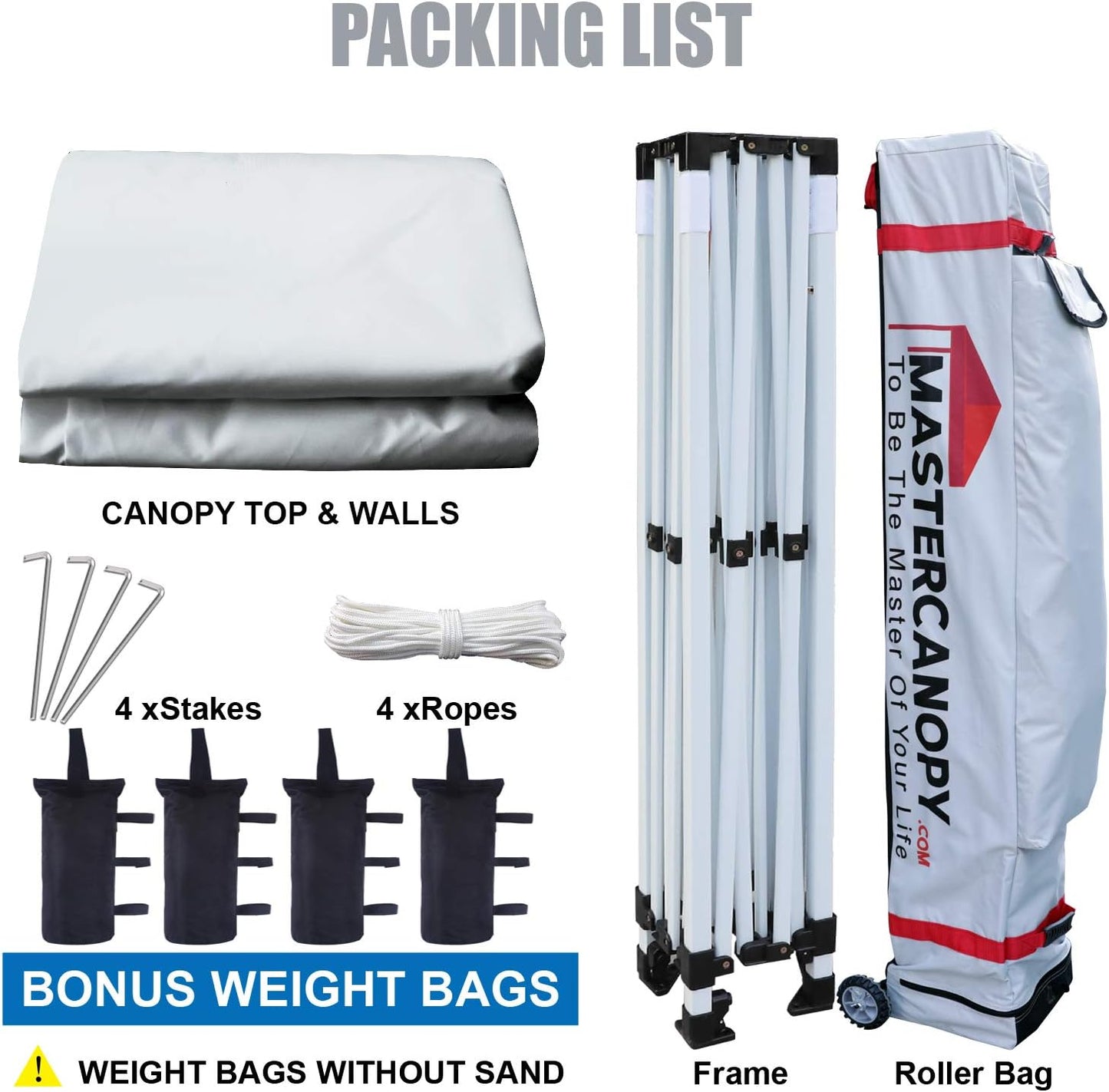 MASTERCANOPY Heavy Duty Pop-up Canopy Tent with Sidewalls (10x15,White)