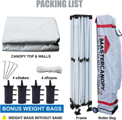 MASTERCANOPY Heavy Duty Pop-up Canopy Tent with Sidewalls (10x15,White)