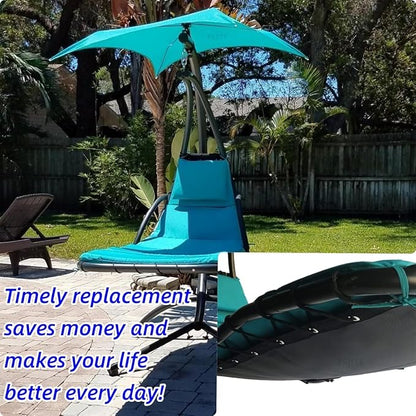 Outdoor Swing Chaise Lounge Replacement Pad and Sunshade Cover for Patio Furniture Hanging Hammock Chair Cushion pad, Sun Resistant Breathable Waterproof (Black, Support Mesh+Rope)